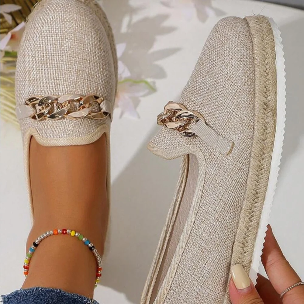 Ladies' Espadrille Chunky Platform Sandals With Chain Detailing